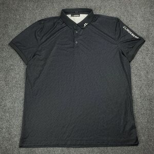 J Lindeberg Tour Tech Polo Shirt Mens 3XL Golf Logo Print Regular Fit Black